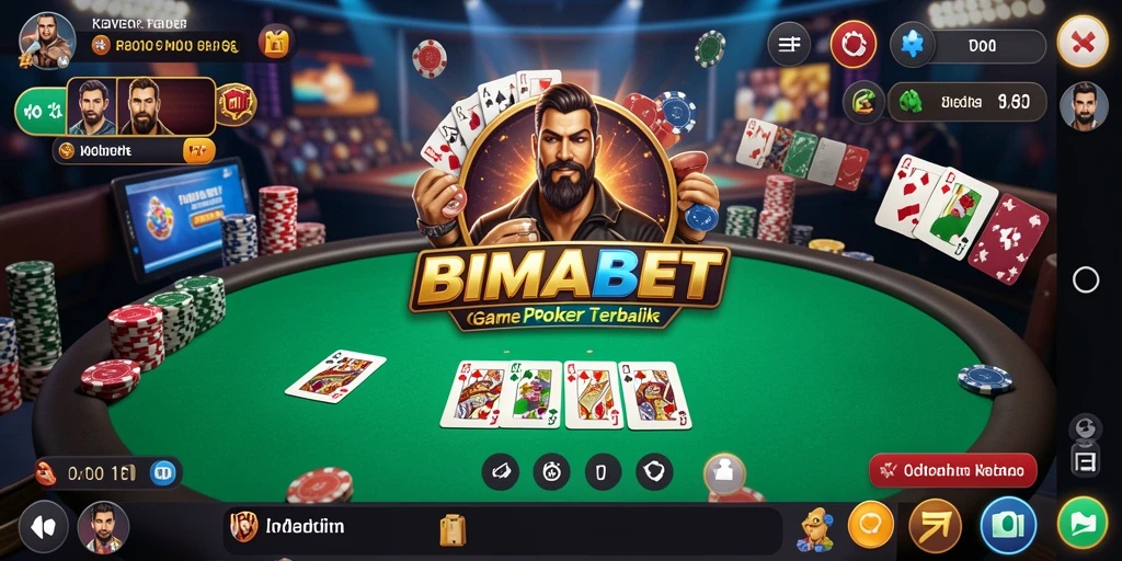 Tampilan gameplay Poker yang mendebarkan di BIMABET.