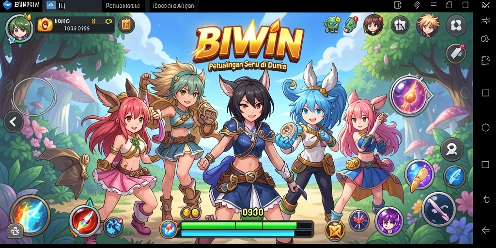 Tampilan gameplay BIWIN yang menampilkan karakter Anime yang dinamis.