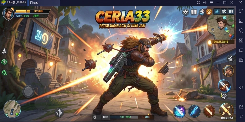 Tampilan seru gameplay Aksi di CERIA33 dengan grafik menakjubkan.