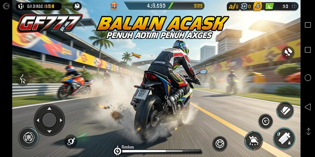 Tampilan gameplay seru dari balapan motor di GF777.