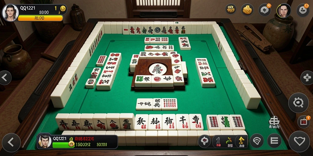 Screenshot gameplay QQ1221 menampilkan serunya permainan Mahjong.