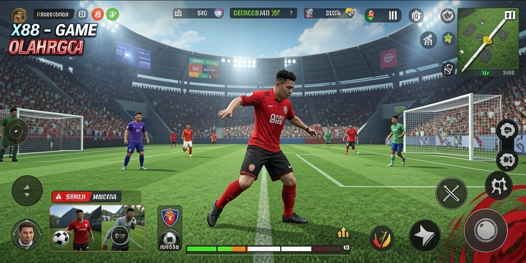 Screenshot X88 menampilkan aksi seru dalam pertandingan olahraga.